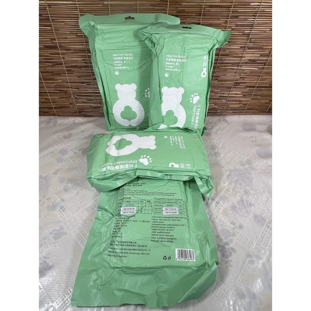 4- Bags Disposable bedsheets for‎ travel. Perfect For Hotels. (4) Pcs